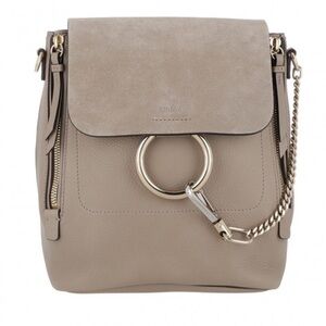 Chloe Beige Leather Backpack with Gold Accents